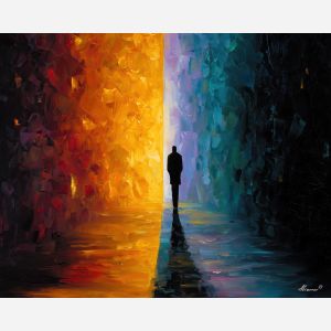 divided mind,emotional split,oil painting,psychological