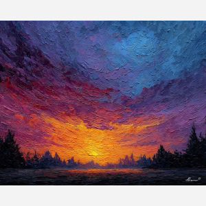 rising, view, palette knife, oil painting, impasto, textured paint, layered pigment, scraped surface, thick strokes, expressive texture, hand painted, fine art, material depth, visual rhythm, atmospheric, color control, painterly surface