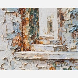 shifted, frame, palette knife, oil painting, impasto, textured paint, layered pigment, scraped surface, thick strokes, expressive texture, hand painted, fine art, material depth, visual rhythm, atmospheric, color control, painterly surface