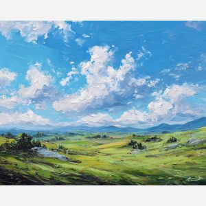 wide, view, palette knife, oil painting, impasto, textured paint, layered pigment, scraped surface, thick strokes, expressive texture, hand painted, fine art, material depth, visual rhythm, atmospheric, color control, painterly surface