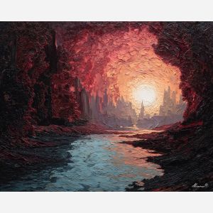 warped, echo, palette knife, oil painting, impasto, textured paint, layered pigment, scraped surface, thick strokes, expressive texture, hand painted, fine art, material depth, visual rhythm, atmospheric, color control, painterly surface