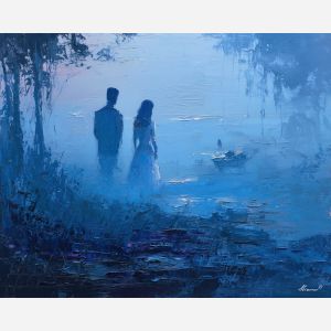 absent, moment, breath, palette knife, oil painting, impasto, textured paint, layered pigment, scraped surface, thick strokes, expressive texture, hand painted, fine art, material depth, visual rhythm, atmospheric, color control, painterly surface