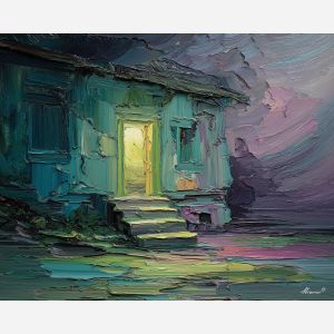 crooked, presence, palette knife, oil painting, impasto, textured paint, layered pigment, scraped surface, thick strokes, expressive texture, hand painted, fine art, material depth, visual rhythm, atmospheric, color control, painterly surface