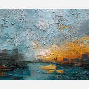 offbeat, form, palette knife, oil painting, impasto, textured paint, layered pigment, scraped surface, thick strokes, expressive texture, hand painted, fine art, material depth, visual rhythm, atmospheric, color control, painterly surface