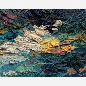 warped, presence, palette knife, oil painting, impasto, textured paint, layered pigment, scraped surface, thick strokes, expressive texture, hand painted, fine art, material depth, visual rhythm, atmospheric, color control, painterly surface