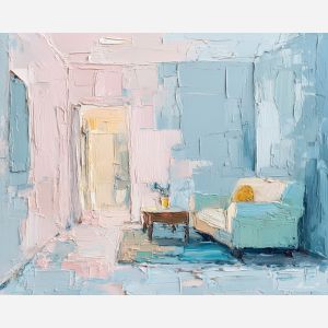 subtle, echoing, palette knife, oil painting, impasto, thick paint, layered pigment, scraped texture, hand painted, fine art, expressive surface, material depth, painterly, atmospheric, visual rhythm, textured painting, studio art