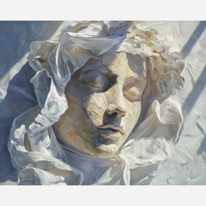 glowing, low, palette knife, oil painting, impasto, thick paint, layered pigment, scraped texture, hand painted, fine art, expressive surface, material depth, painterly, atmospheric, visual rhythm, textured painting, studio art