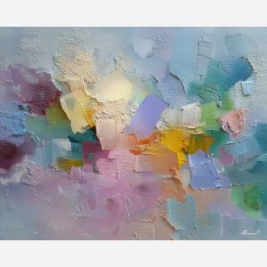 low, resting, palette knife, oil painting, impasto, thick paint, layered pigment, scraped texture, hand painted, fine art, expressive surface, material depth, painterly, atmospheric, visual rhythm, textured painting, studio art