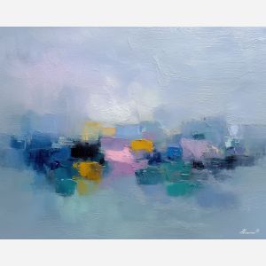 drifting, silent, palette knife, oil painting, impasto, thick paint, layered pigment, scraped texture, hand painted, fine art, expressive surface, material depth, painterly, atmospheric, visual rhythm, textured painting, studio art