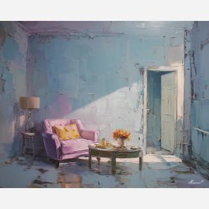 luminous, private, palette knife, oil painting, impasto, thick paint, layered pigment, scraped texture, hand painted, fine art, expressive surface, material depth, painterly, atmospheric, visual rhythm, textured painting, studio art