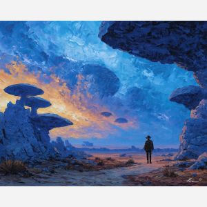 unfamiliar, visitor, palette knife, oil painting, impasto, textured paint, layered pigment, scraped surface, thick strokes, expressive texture, hand painted, fine art, material depth, visual rhythm, atmospheric, color control, painterly surface