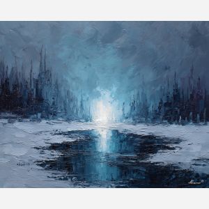 cold, memory, palette knife, oil painting, impasto, textured paint, layered pigment, scraped surface, thick strokes, expressive texture, hand painted, fine art, material depth, visual rhythm, atmospheric, color control, painterly surface