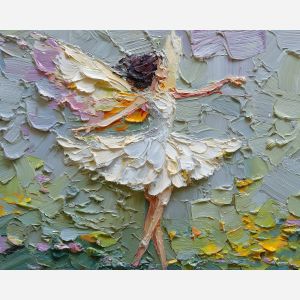 airy, figure, palette knife, oil painting, impasto, textured paint, layered pigment, scraped surface, thick strokes, expressive texture, hand painted, fine art, material depth, visual rhythm, atmospheric, color control, painterly surface