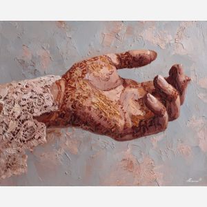 delicate, hand, palette knife, oil painting, impasto, textured paint, layered pigment, scraped surface, thick strokes, expressive texture, hand painted, fine art, material depth, visual rhythm, atmospheric, color control, painterly surface