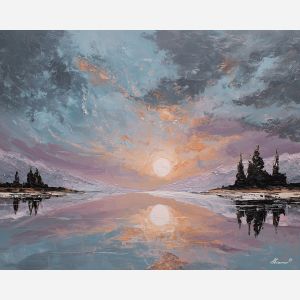 calm, pause, palette knife, oil painting, impasto, textured paint, layered pigment, scraped surface, thick strokes, expressive texture, hand painted, fine art, material depth, visual rhythm, atmospheric, color control, painterly surface