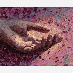 curved, hand, palette knife, oil painting, impasto, textured paint, layered pigment, scraped surface, thick strokes, expressive texture, hand painted, fine art, material depth, visual rhythm, atmospheric, color control, painterly surface