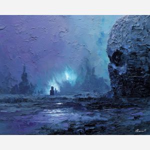 cold, presence, palette knife, oil painting, impasto, textured paint, layered pigment, scraped surface, thick strokes, expressive texture, hand painted, fine art, material depth, visual rhythm, atmospheric, color control, painterly surface