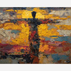 abstract, presence, figure, palette knife, oil painting, impasto, textured paint, layered pigment, scraped surface, thick strokes, expressive texture, hand painted, fine art, material depth, visual rhythm, atmospheric, color control, painterly surface