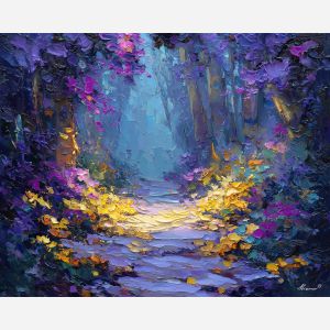 light, path, touch, palette knife, oil painting, impasto, textured paint, layered pigment, scraped surface, thick strokes, expressive texture, hand painted, fine art, material depth, visual rhythm, atmospheric, color control, painterly surface