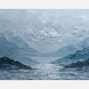 restrained, range, gradient, palette knife, oil painting, impasto, textured paint, layered pigment, scraped surface, thick strokes, expressive texture, hand painted, fine art, material depth, visual rhythm, atmospheric, color control, painterly surface