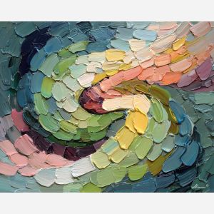 hidden, curve, palette knife, oil painting, impasto, textured paint, layered pigment, scraped surface, thick strokes, expressive texture, hand painted, fine art, material depth, visual rhythm, atmospheric, color control, painterly surface