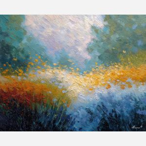light, field, palette knife, oil painting, impasto, textured paint, layered pigment, scraped surface, thick strokes, expressive texture, hand painted, fine art, material depth, visual rhythm, atmospheric, color control, painterly surface