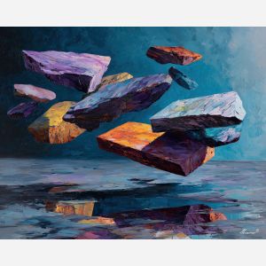 crushed, balance, oversized abstract, bold forms, palette knife, oil painting, impasto, thick paint, layered pigment, textured surface, large scale art, expressive abstraction, heavy texture, dynamic composition, painterly surface, material depth, contemporary abstract