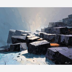 silent, volume, oversized abstract, bold forms, palette knife, oil painting, impasto, thick paint, layered pigment, textured surface, large scale art, expressive abstraction, heavy texture, dynamic composition, painterly surface, material depth, contemporary abstract