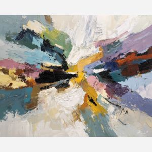 stretched, loose, balance, oversized abstract, bold forms, palette knife, oil painting, impasto, thick paint, layered pigment, textured surface, large scale art, expressive abstraction, heavy texture, dynamic composition, painterly surface, material depth, contemporary abstract