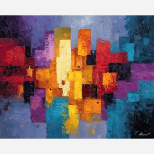 vivid, shape, oversized abstract, bold forms, palette knife, oil painting, impasto, thick paint, layered pigment, textured surface, large scale art, expressive abstraction, heavy texture, dynamic composition, painterly surface, material depth, contemporary abstract