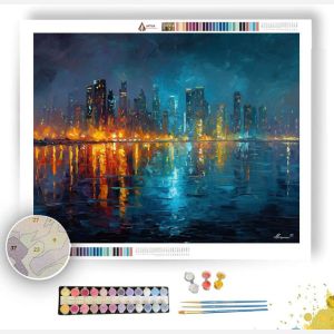 CLOUDS OVER CITY NIGHT - Paint by Numbers Full Kit