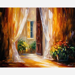 morning light,curtains,warm glow,oil painting