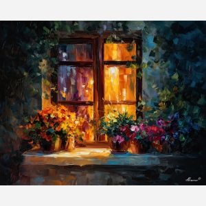 window glow,dusk warmth,oil painting