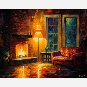 hearth light,quiet moment,oil painting
