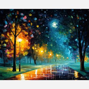 night road,moonlight landscape,stars,oil painting,dreamy night