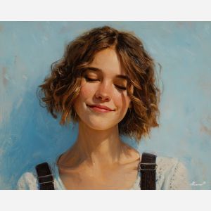 smiling portrait,warm expression,oil painting