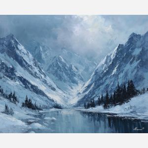arctic, water, greenland landscape, arctic scenery, polar environment, ice formations, glacier view, palette knife, oil painting, impasto, thick paint, textured surface, cold atmosphere, northern light, remote wilderness, painterly landscape, material depth