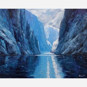 silent, cold, field, greenland landscape, arctic scenery, polar environment, ice formations, glacier view, palette knife, oil painting, impasto, thick paint, textured surface, cold atmosphere, northern light, remote wilderness, painterly landscape, material depth