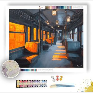 AMBER CARRIAGE GLOW B&W - Paint by Numbers Full Kit