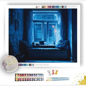 BLUE WINDOW AFTER DARK - Paint by Numbers Full Kit