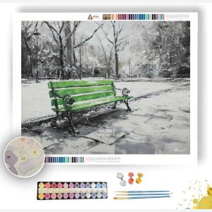 EMERALD BENCH PAUSE B&W - Paint by Numbers Full Kit