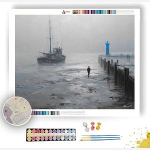 FOG HARBOR AZURE BEACON B&W - Paint by Numbers Full Kit