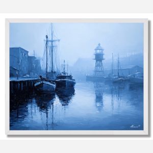 FOG HARBOR WITH INDIGO BEACON - FRAMED