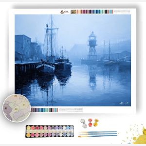 FOG HARBOR WITH INDIGO BEACON - Paint by Numbers Full Kit