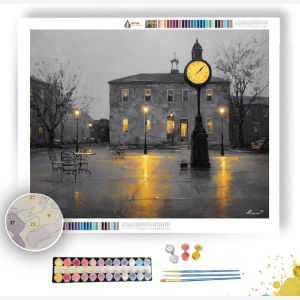 GILDED CLOCK AT DUSK B&W - Paint by Numbers Full Kit