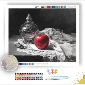 GRAPHITE STILL LIFE WITH CRIMSON APPLE - Paint by Numbers Full Kit