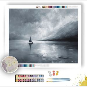 LONE BOAT WITH INDIGO SAIL - Paint by Numbers Full Kit