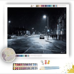 NOCTURNE STREET WITH COBALT SIGNAL - Paint by Numbers Full Kit