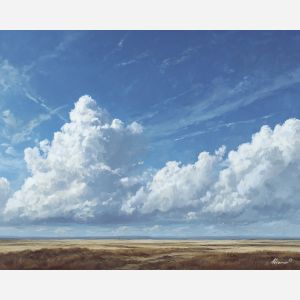 open plain,wide sky,oil painting
