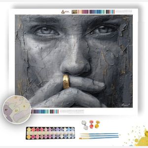 PORTRAIT IN ASH WITH GOLD RING B&W - Paint by Numbers Full Kit